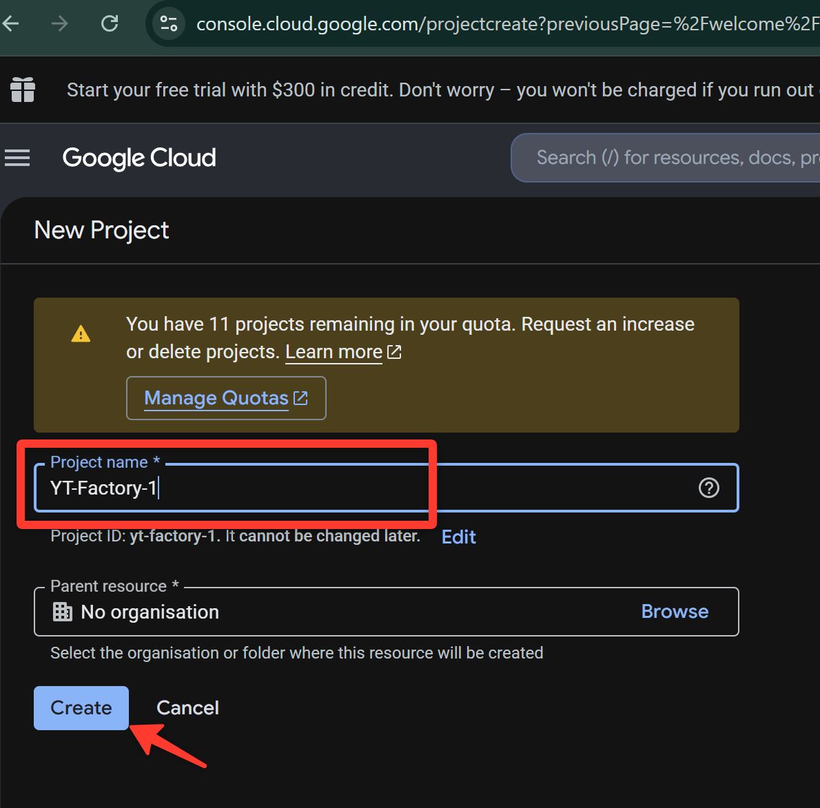 Creating a Google Cloud project
